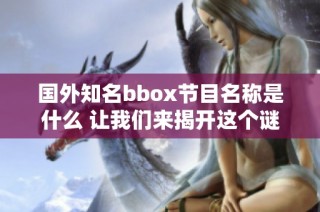 国外知名bbox节目名称是什么 让我们来揭开这个谜底