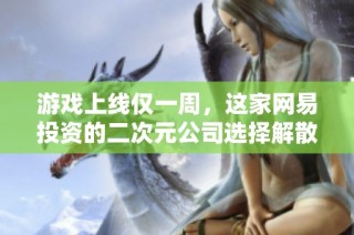 游戏上线仅一周，这家网易投资的二次元公司选择解散令人大跌眼镜