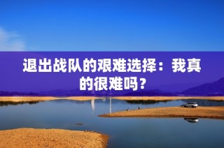 退出战队的艰难选择：我真的很难吗？
