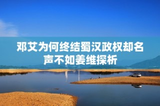 邓艾为何终结蜀汉政权却名声不如姜维探析