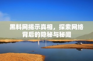 黑料网揭示真相，探索网络背后的隐秘与秘闻