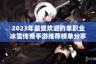 2023年最受欢迎的单职业冰雪传奇手游推荐榜单分享