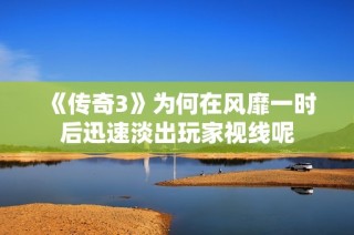 《传奇3》为何在风靡一时后迅速淡出玩家视线呢