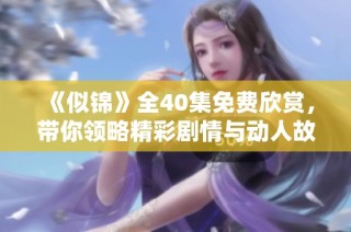 《似锦》全40集免费欣赏，带你领略精彩剧情与动人故事