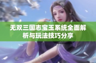 无双三国志宝玉系统全面解析与玩法技巧分享