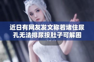 近日有网友发文称若堵住尿孔无法排尿按肚子可解困
