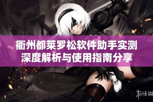 衢州都莱罗松软件助手实测深度解析与使用指南分享