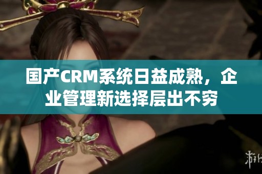 国产CRM系统日益成熟，企业管理新选择层出不穷